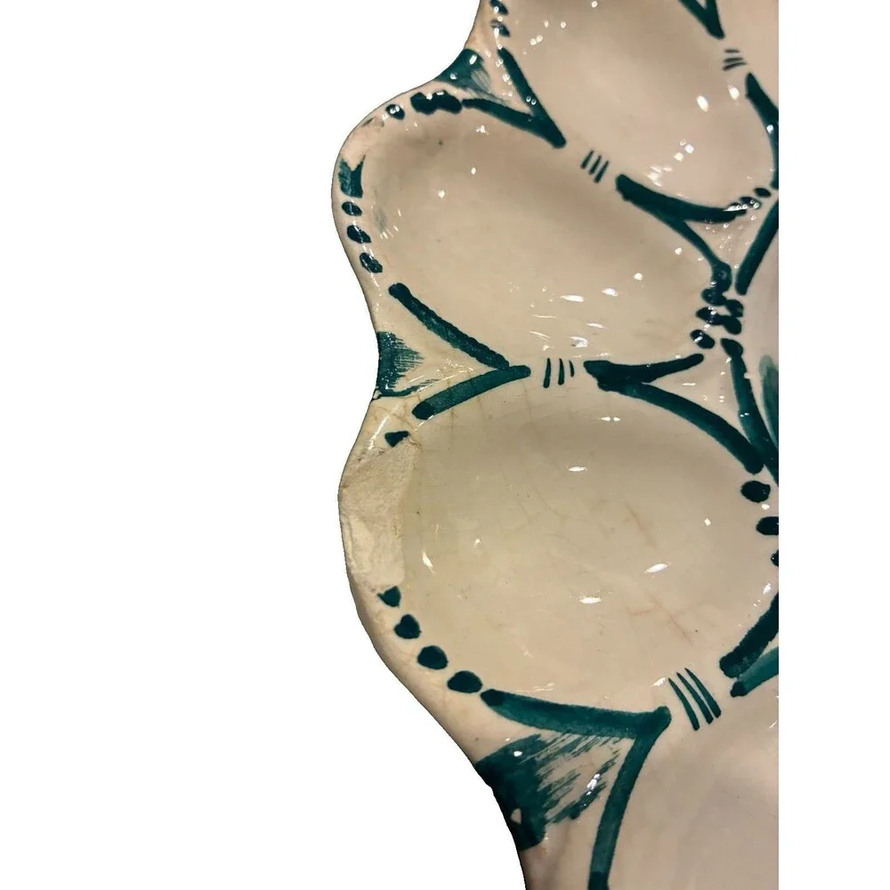 Hand Painted Italian Ceramic Egg Plate (some minor chips)